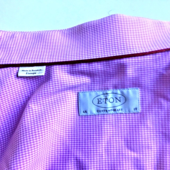 ETON contemporary lovely mini pink checkered cotton shirt Sz 19 made in Europe - Picture 10 of 10